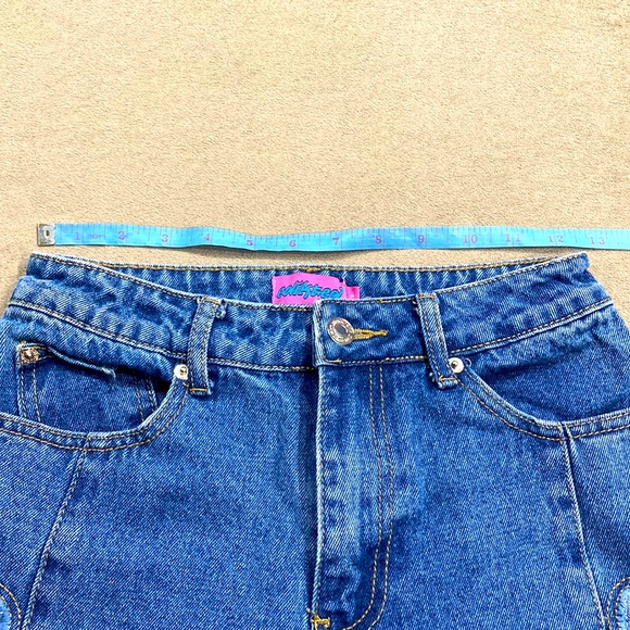 Edikted Heart Cutout Statement Denim Blue Jeans Women's in Size S Worn Once ! - Picture 9 of 12